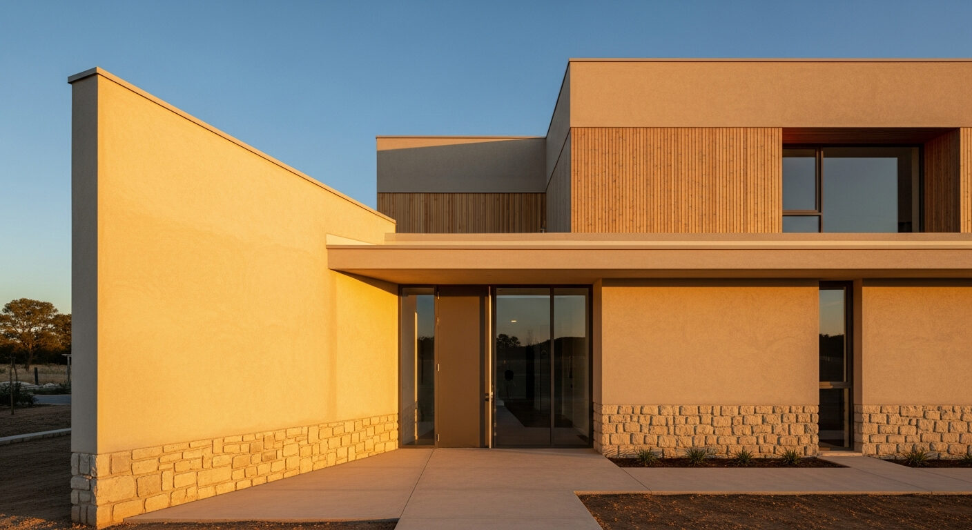Modern light straw clay building